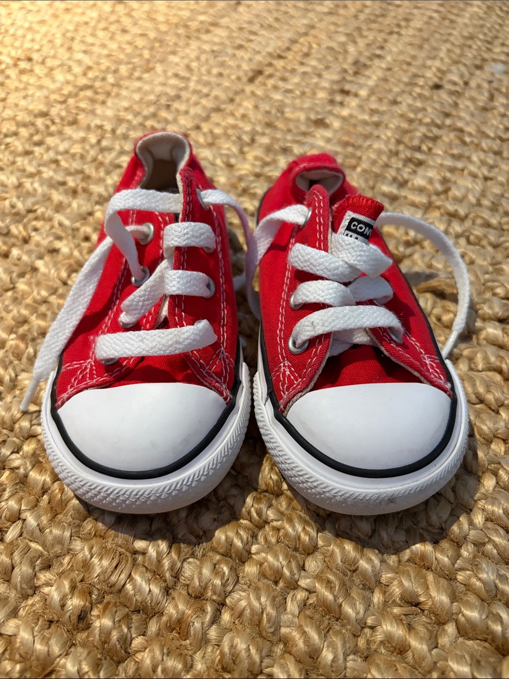 Converse Kids Red Low-Top Canvas Sneakers with White Accents